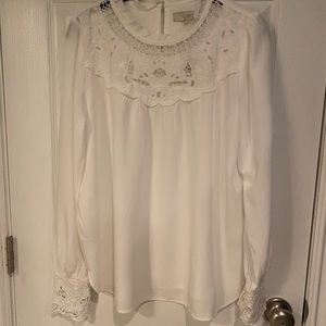 Loft White Long Sleeve Blouse.  Size Medium.